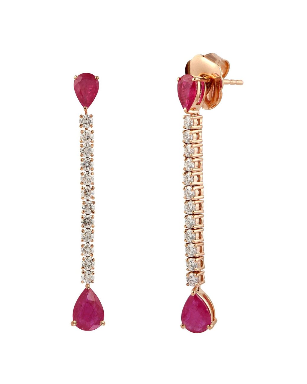 Artisan White Ruby & Diamond Linear Drop Earrings