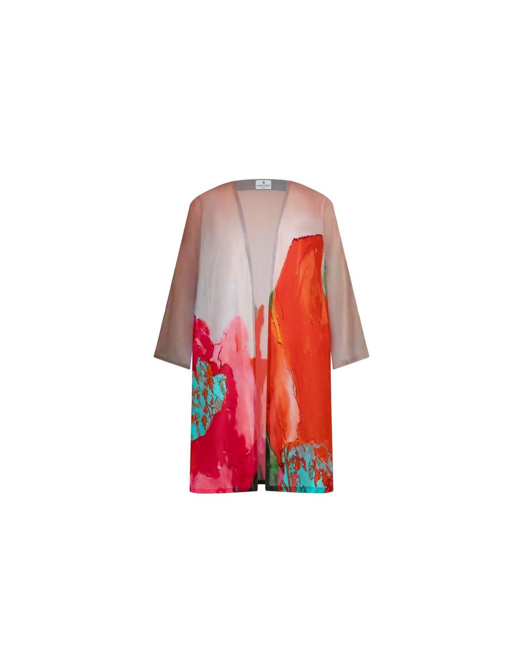DHARA SHETH DUBAI Red Coral Mirage Floral Short Kimono