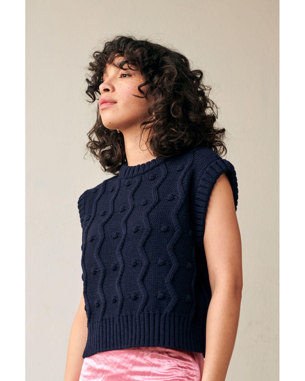 Gigi Knitwear Blue Bubble Vest