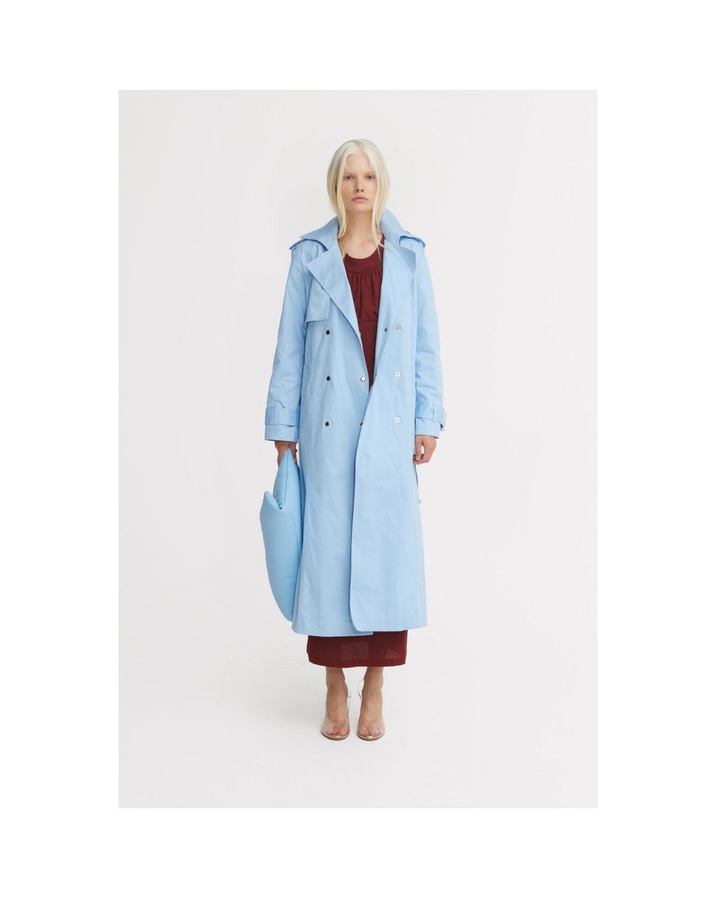 Julia Allert Blue Belted Classic Longline Trench Coat – Light
