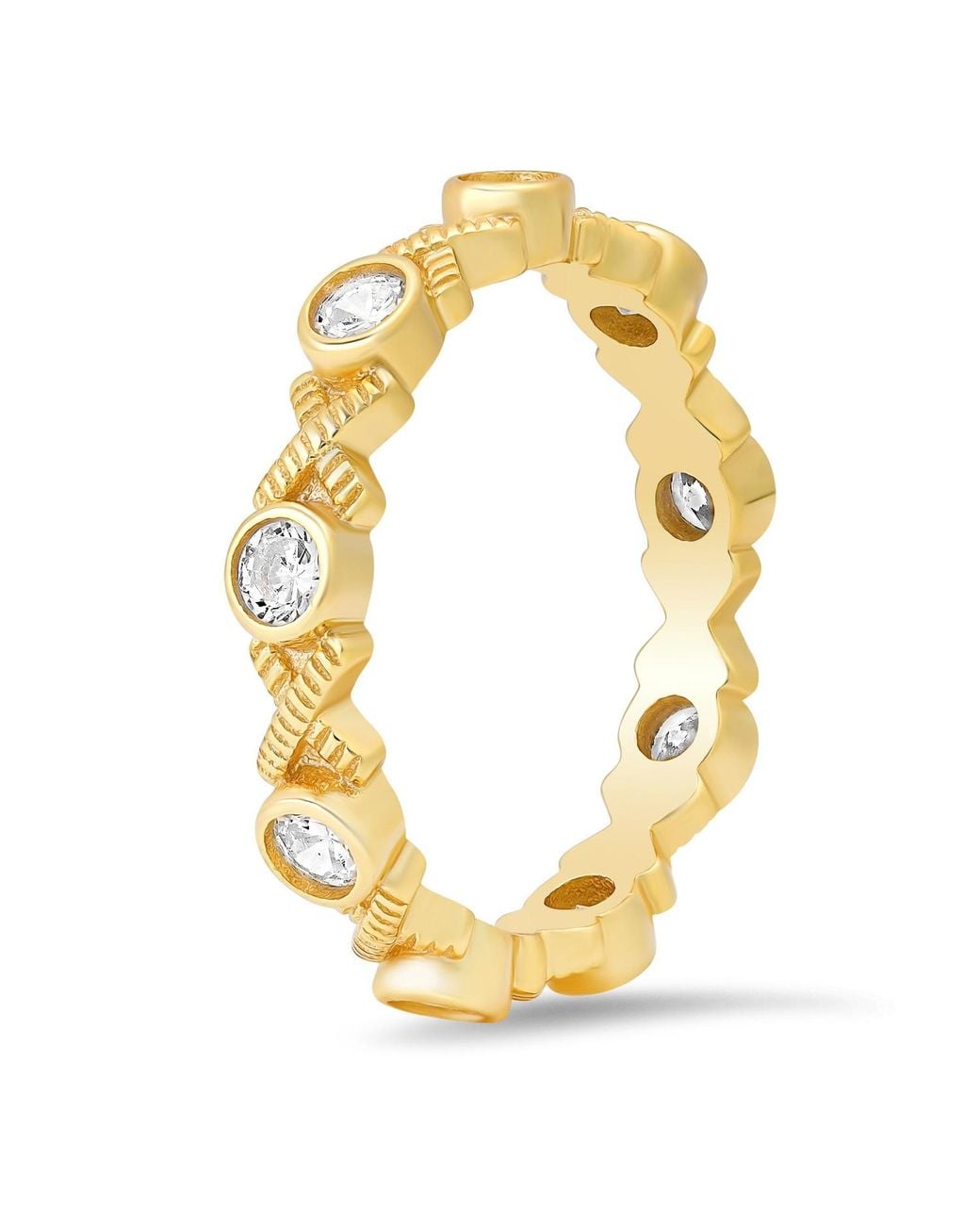 Kylie Harper Metallic Diamond-Cut Xo Eternity Band Ring