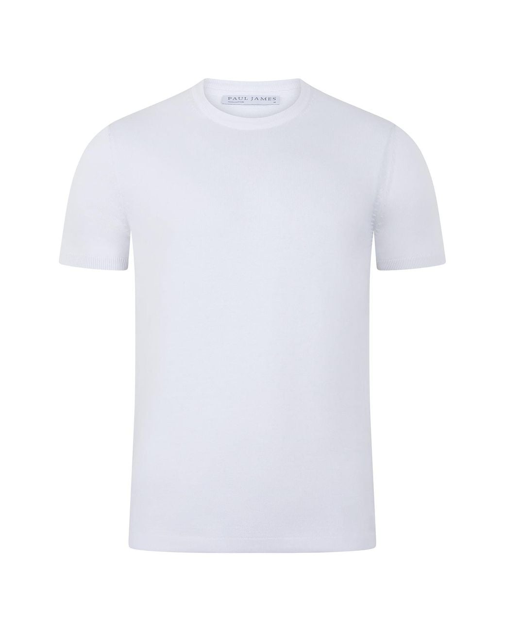 Paul James Knitwear White Midweight Julius Cotton Knitted T-Shirt for men