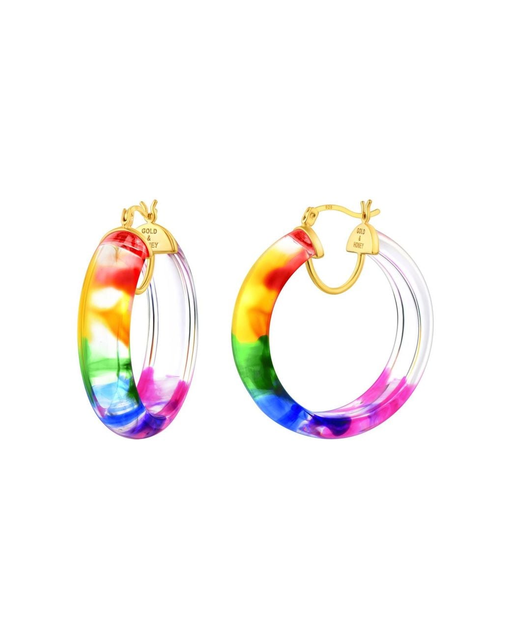 Gold & Honey Multicolor Tie Dye Small Hoop Earrings