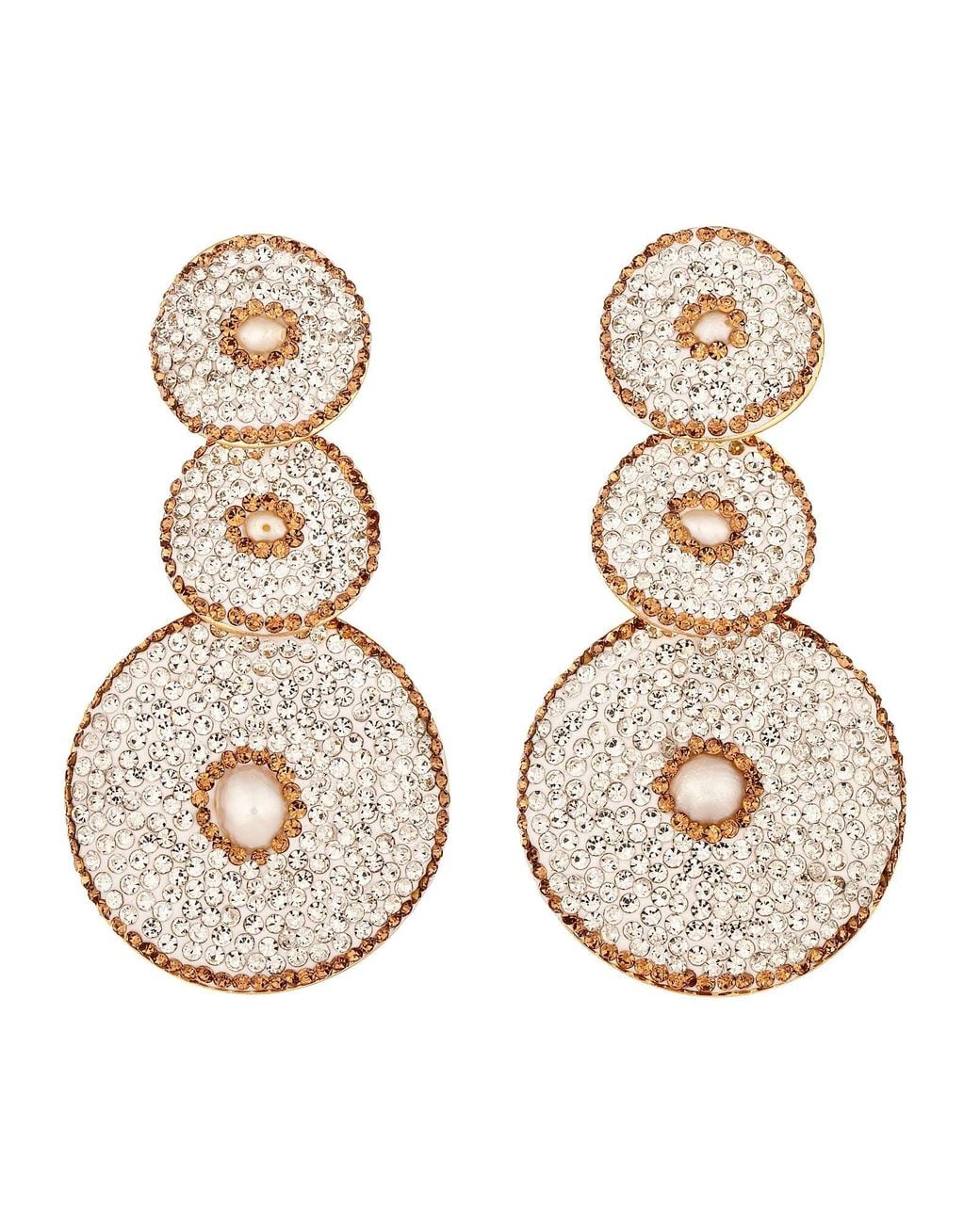 Crystals and Co Natural Large Three Drop Earrings