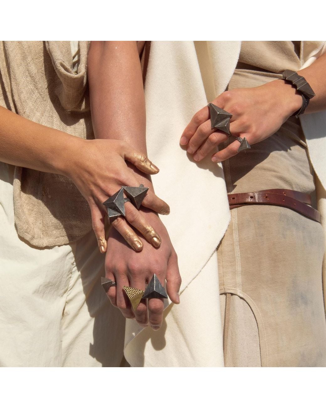Zula Jewelry + Design Black Triangle Multi Finger Ring, Small, Ancient Future Collection