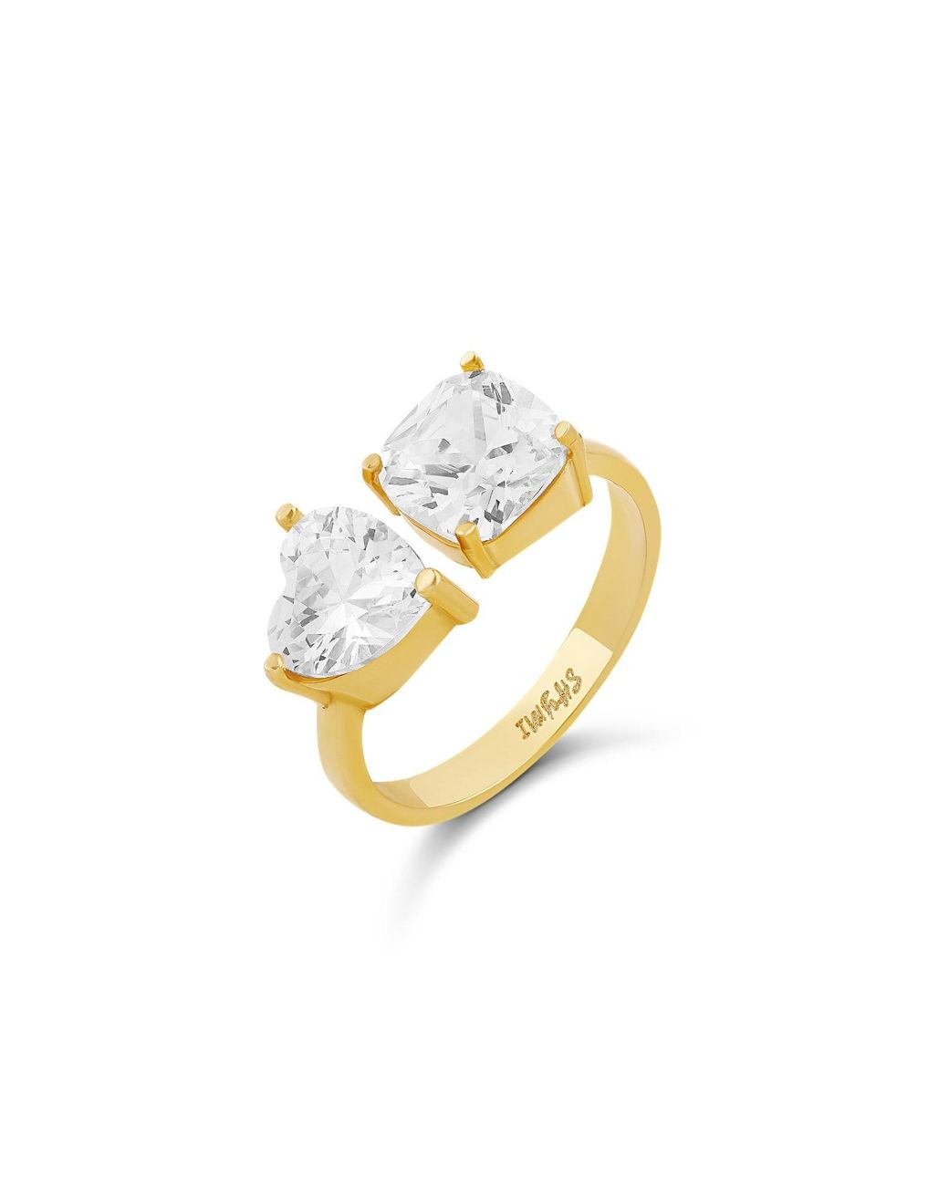 SHYMI Metallic Two Stone Cocktail Ring