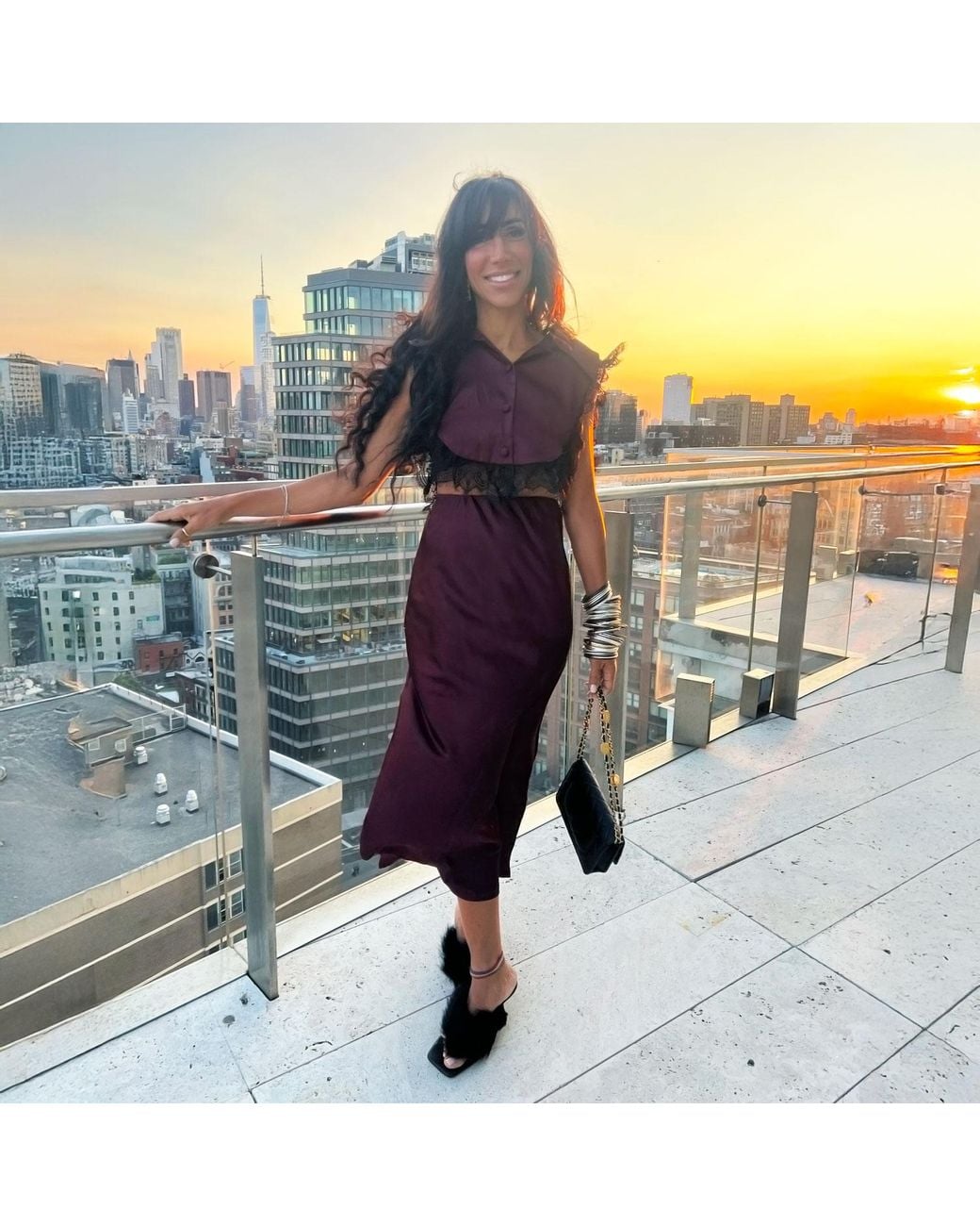 L2R THE LABEL Purple Burgundy Satin Amal Top