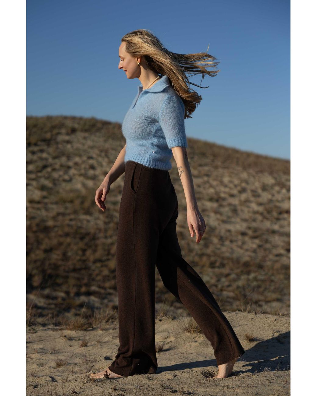 SALANIDA Blue Melody Mohair Polo Top Sky