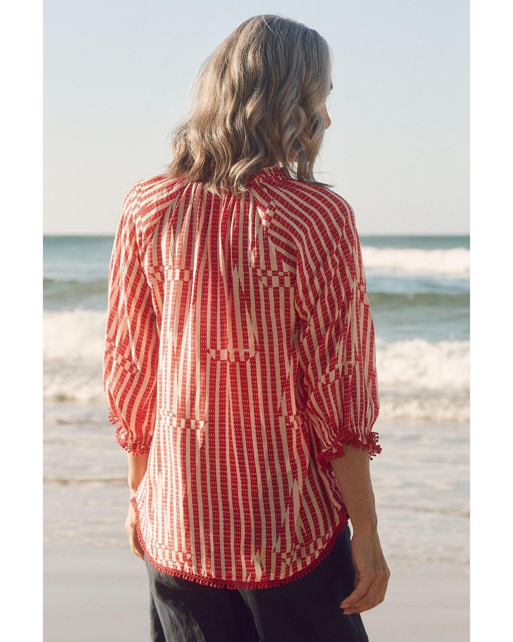 Adrift Clothing Red Robin Cotton Silk Blouse