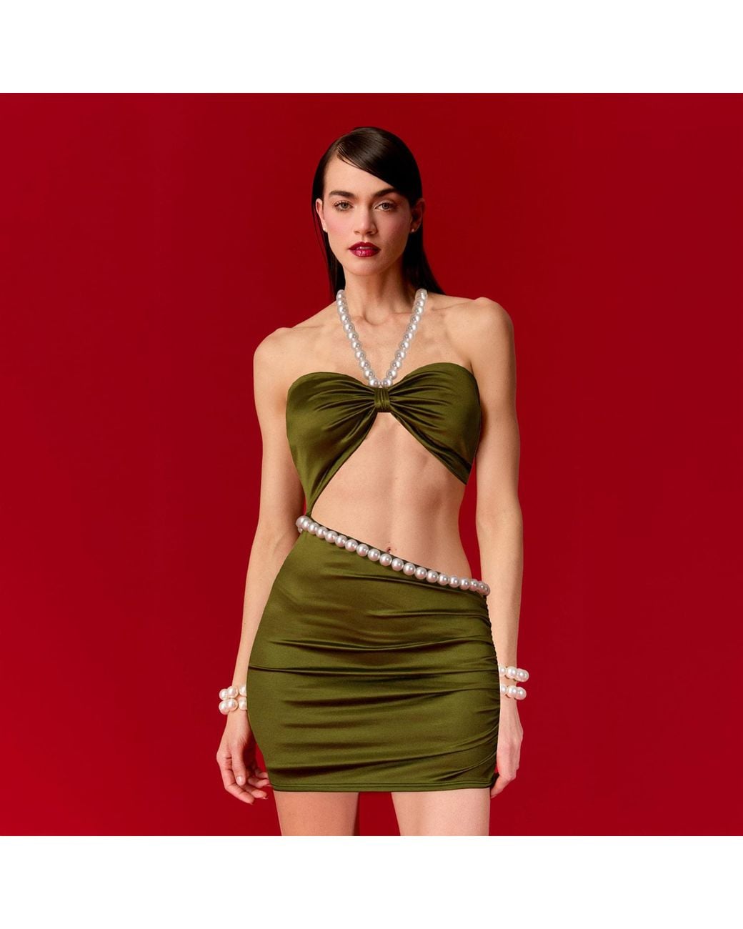 Nur Karaata Green Sophia Mini Dress