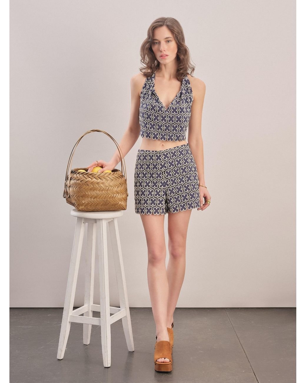 Malo Gray Embroidered Shorts