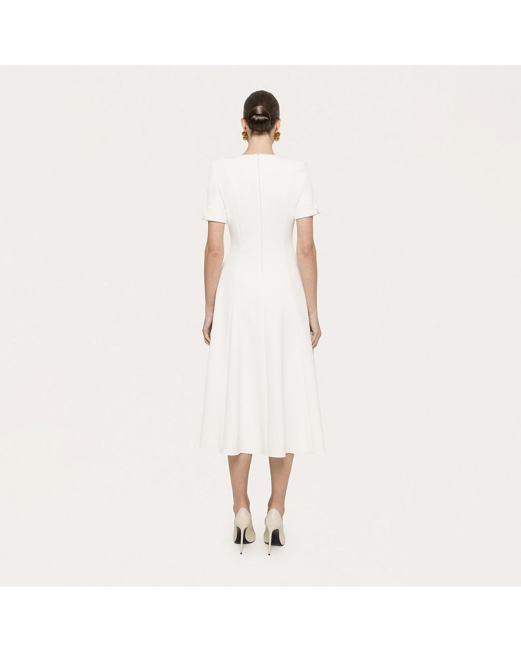Nissa White A-Line Midi Dress