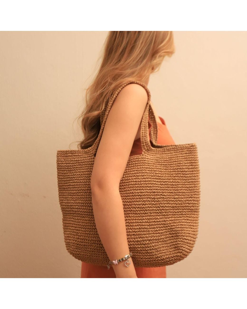 Springmoonatelier Brown Handmade Raffia Summer Shoulder Bag