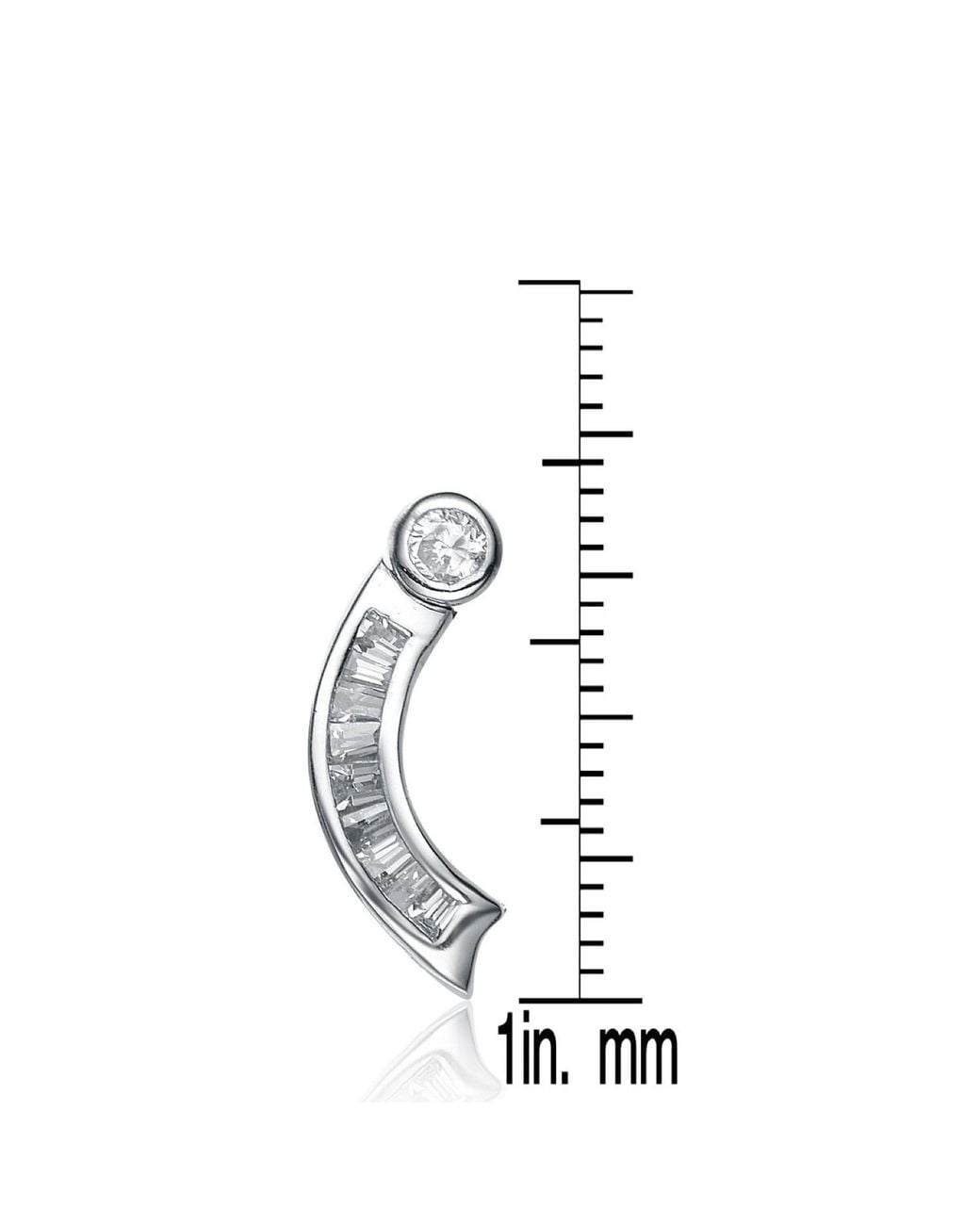 Genevive Jewelry Metallic Cubic Zirconia Sterling Plated Baguette Bessel Set Earrings