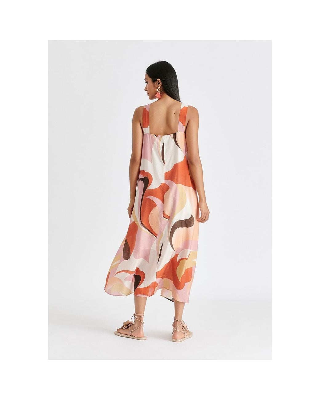 Paisie Pink Retro Wave Halter Neck Midi Dress