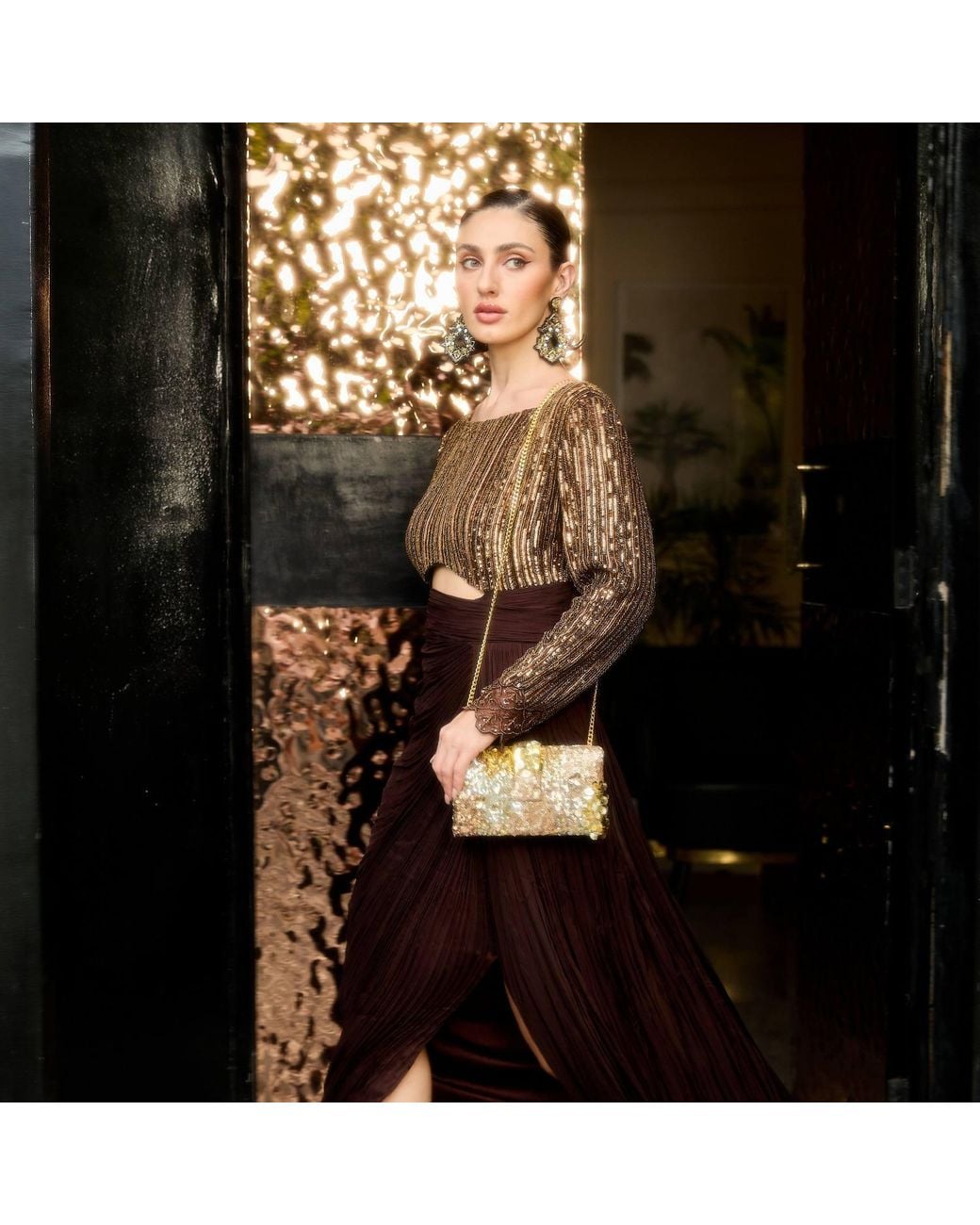 Simitri Metallic Garnet Clutch