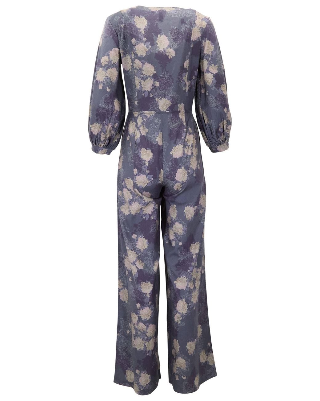 Lords of Harlech Blue Jill Lans Floral Stretch Tencel Jumpsuit