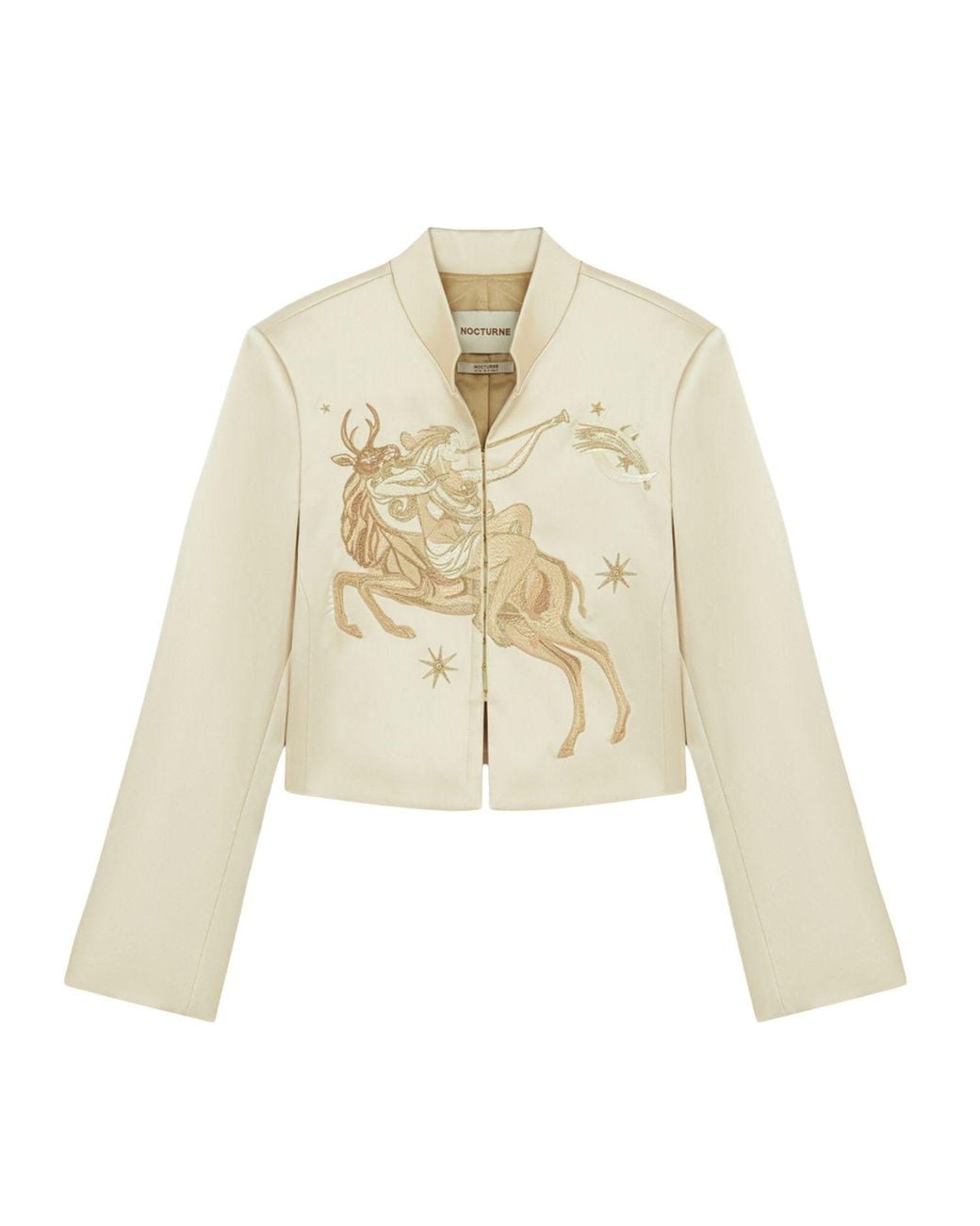 Nocturne Natural Embroidered Cropped Jacket