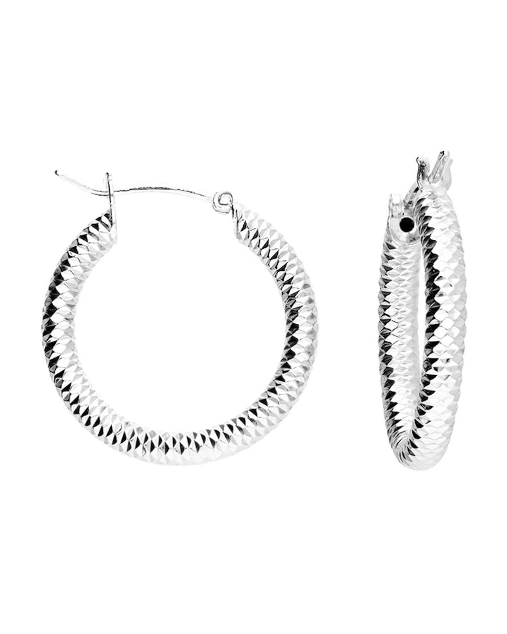 Kaizarin Metallic Silver Large Round Hoops