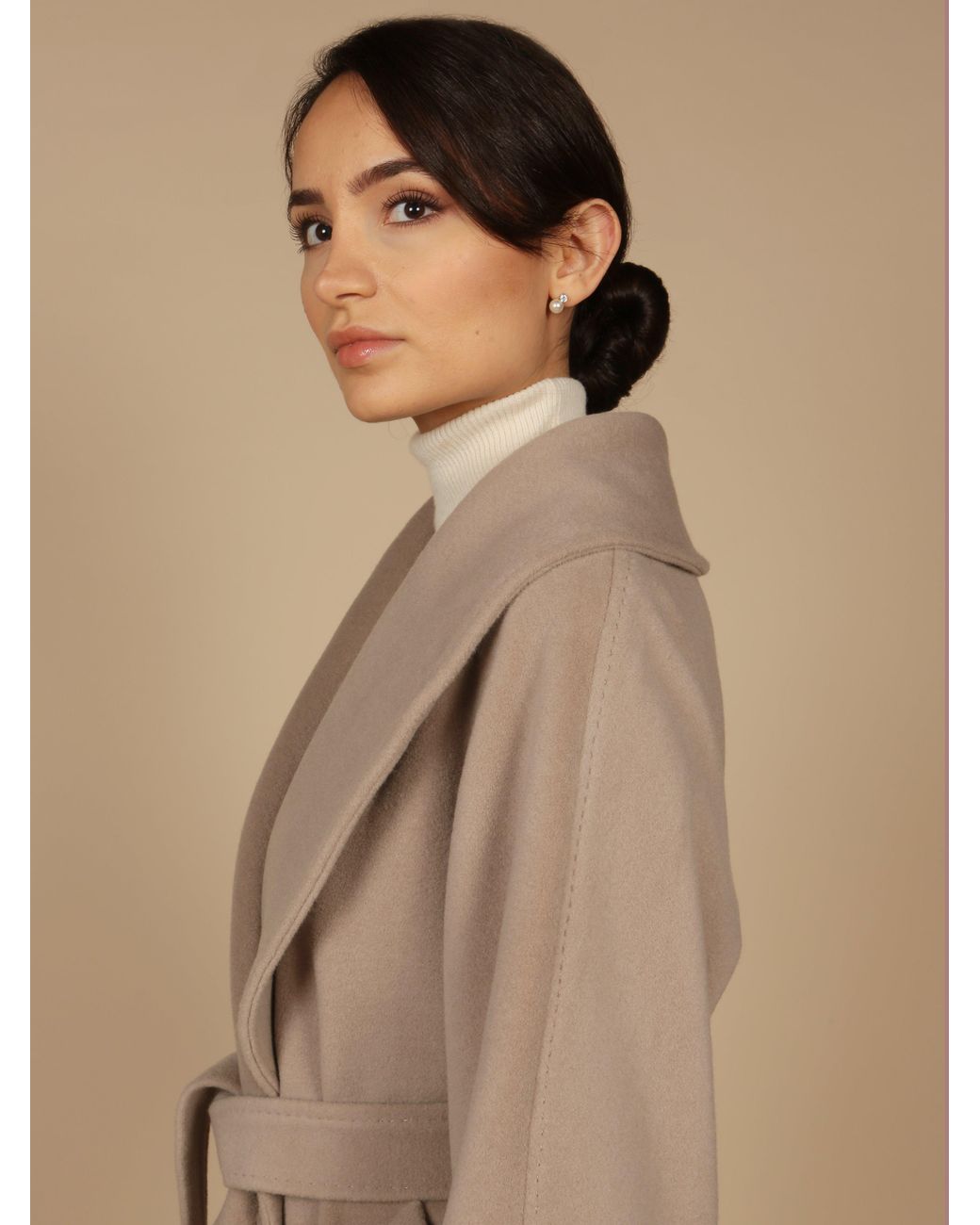 Santinni Brown 'Hepburn' 100% Italian Virgin Wool & Cashmere Coat
