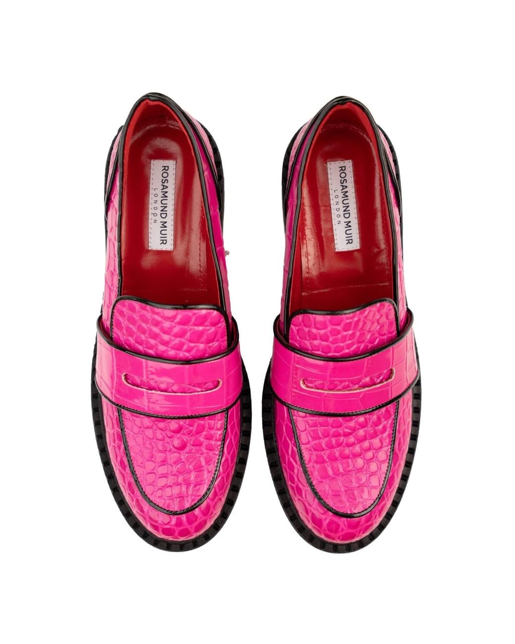 Rosamund Muir London Pink Stratford Crocodile Print Loafers