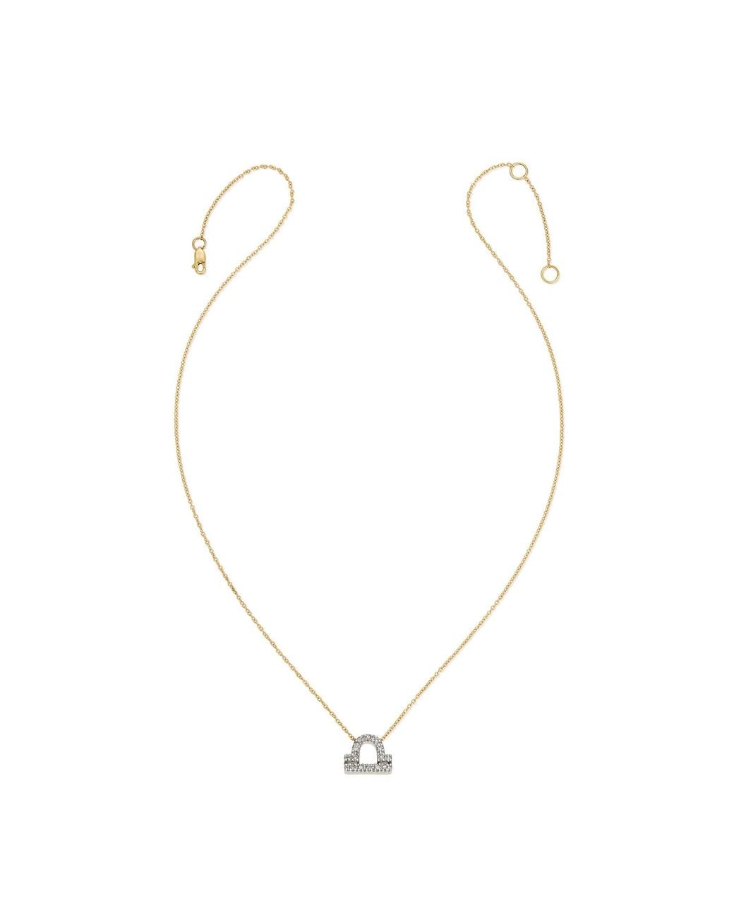 Heather Hawkins Jewelry Metallic Horoscope Zodiac Libra Scales Symbol Fine Diamond Fourteen Karat Necklace