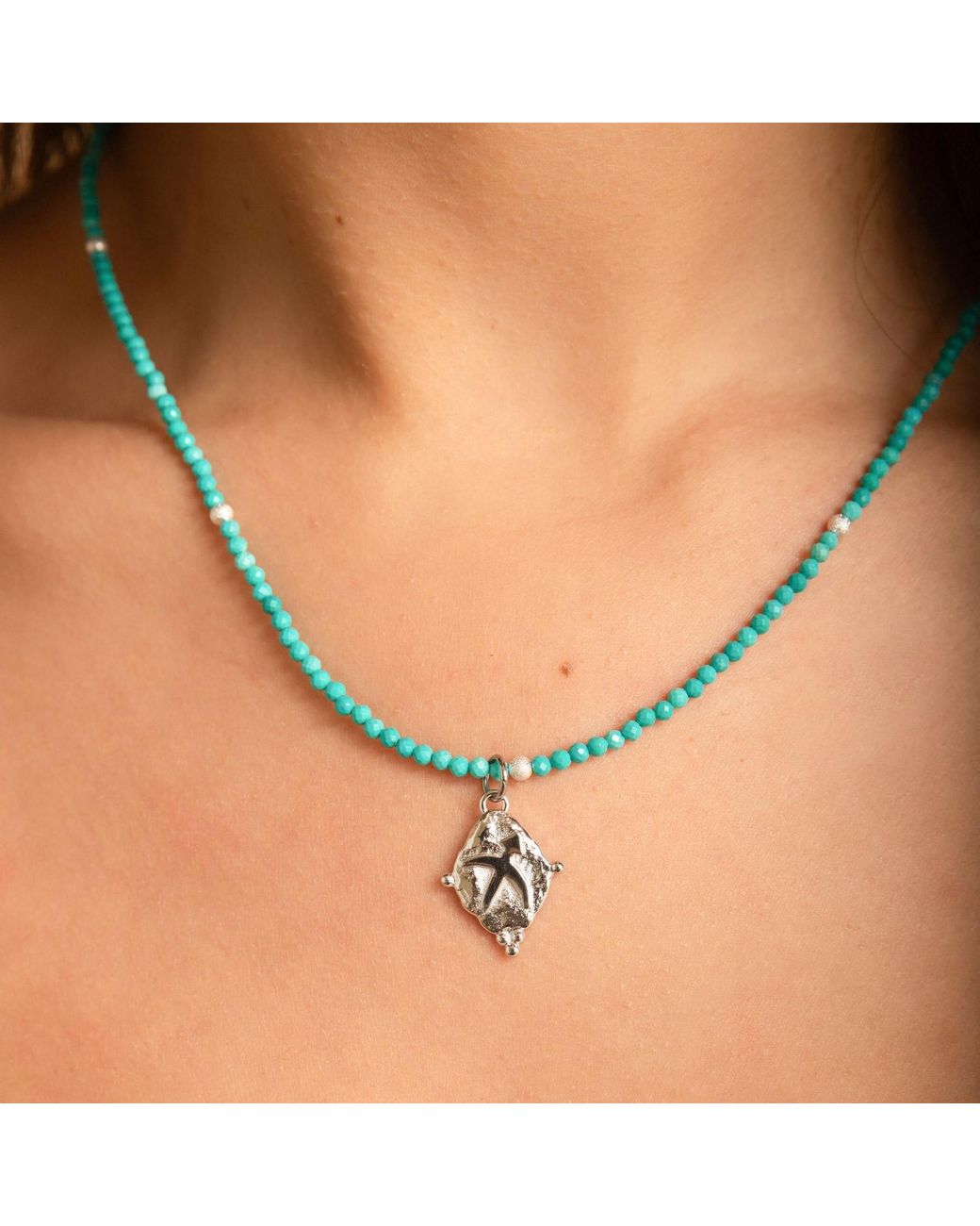 Seven Saints Metallic Sagittarius Gemstone Choker Necklace, Rhodium
