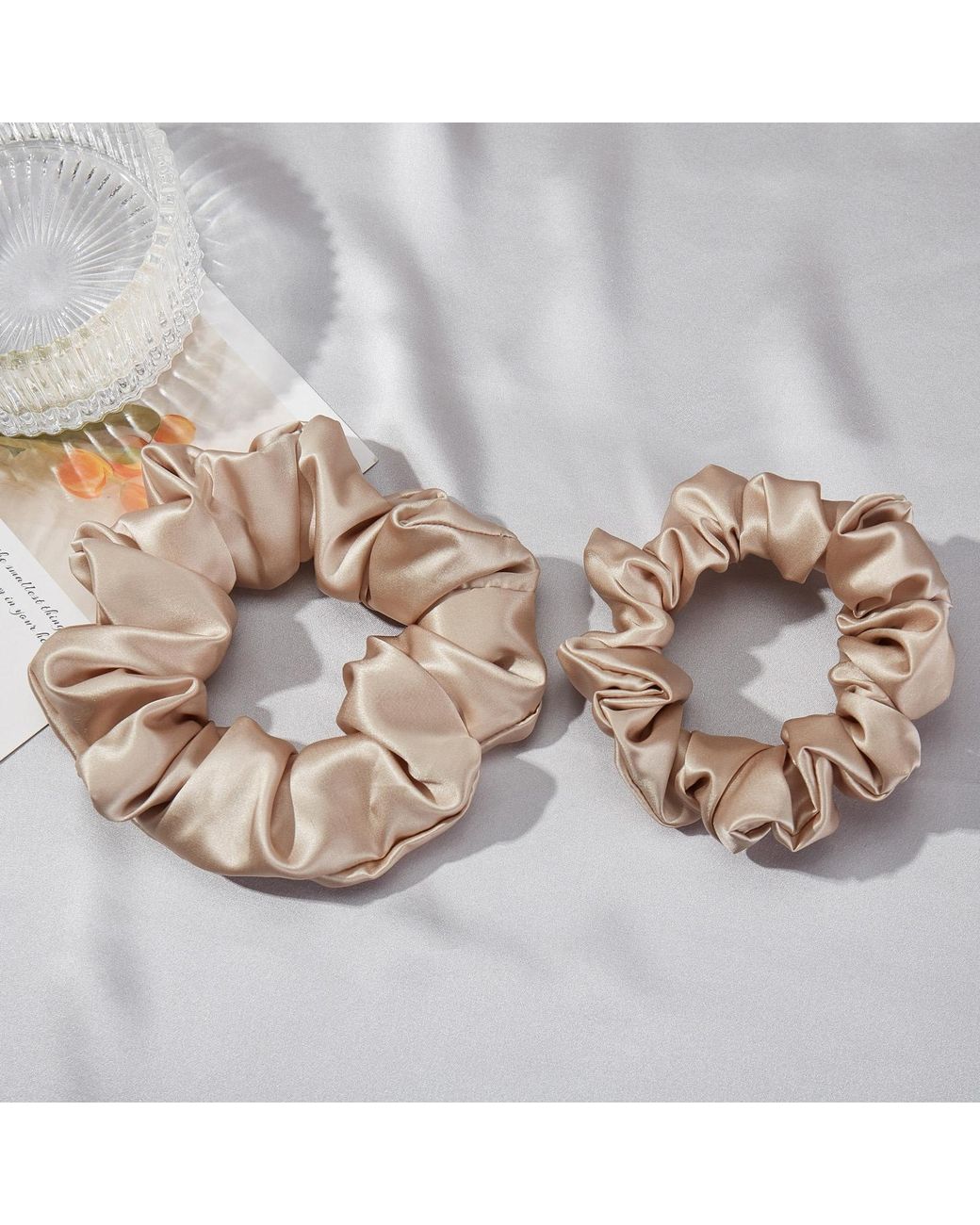 Soft Strokes Silk Metallic Neutrals Pure Mulberry Silk Mini Scrunchie Set Of Five
