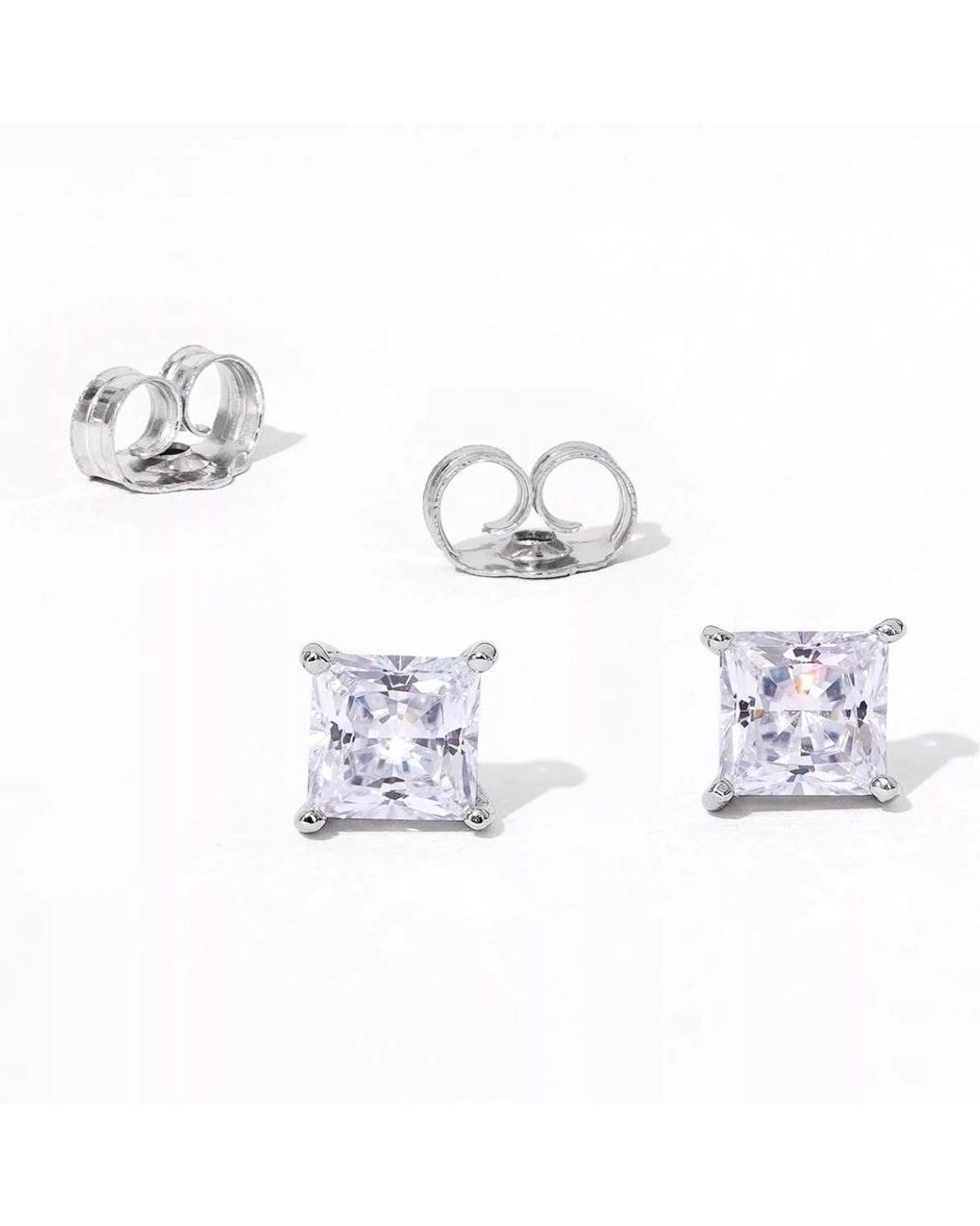 Diamonbliss White 5Mm Princess Cut Solitaire Stud Earrings