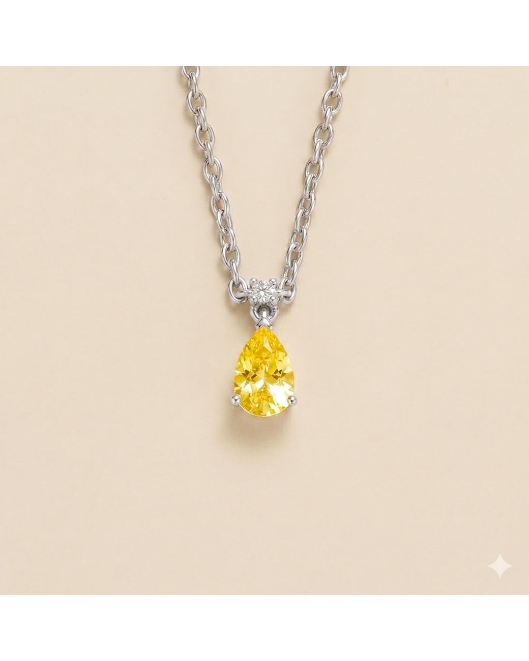Juvetti Metallic Pisa Sapphire & Diamond Pear Drop Pendant Necklace