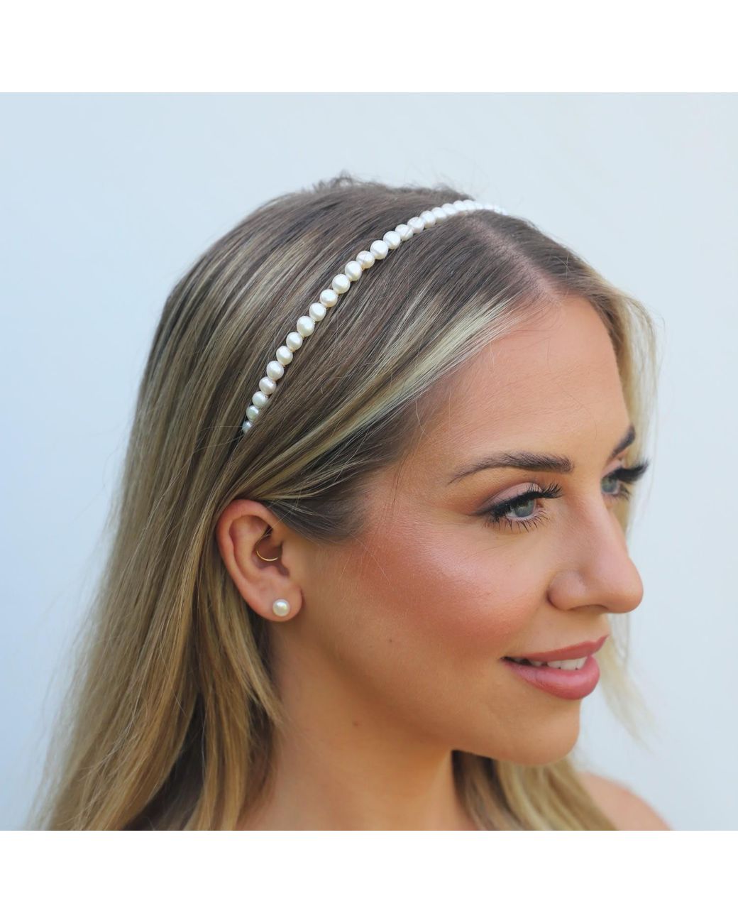 Kiri & Belle Metallic Cici Freshwater Pearl Metal Headband