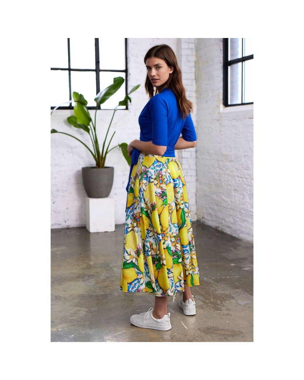 Marianna Déri Yellow Lemon Midi Skirt