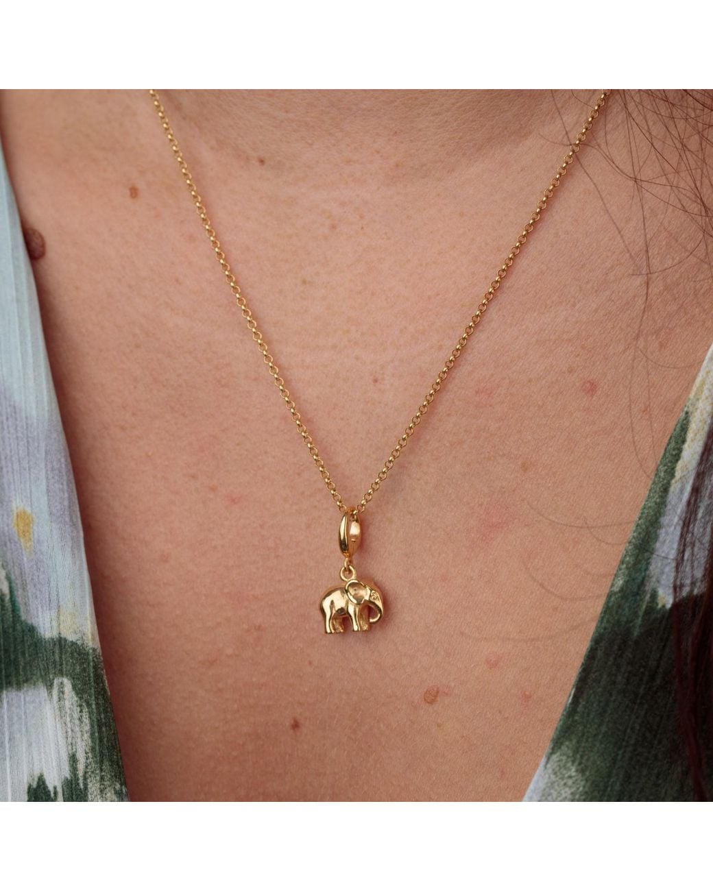 Lily Charmed Metallic Plated Elephant Charm Necklace