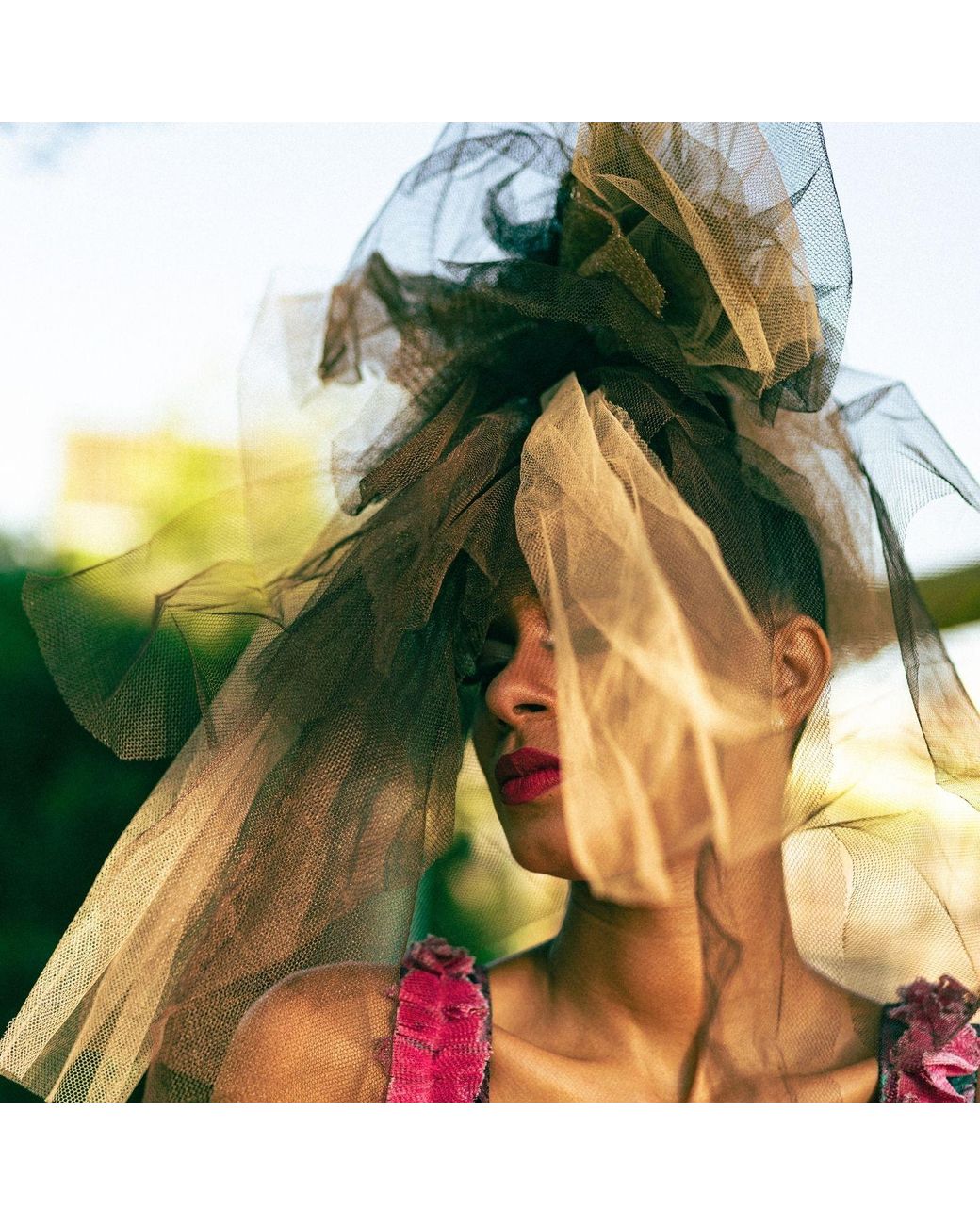 Miro Misljen Black Neutrals Champagne & Couture Bow Veil Headpiece