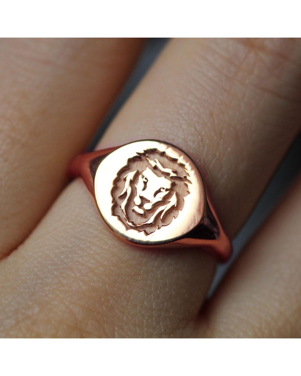 VicStoneNYC Fine Jewelry Pink Lion Signet Rose Solid Ring