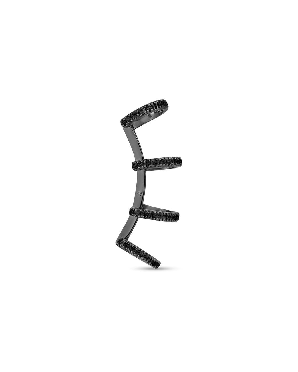 SALLY SKOUFIS Black Edge Ear Cuff With Made Cz Diamond Stimulant