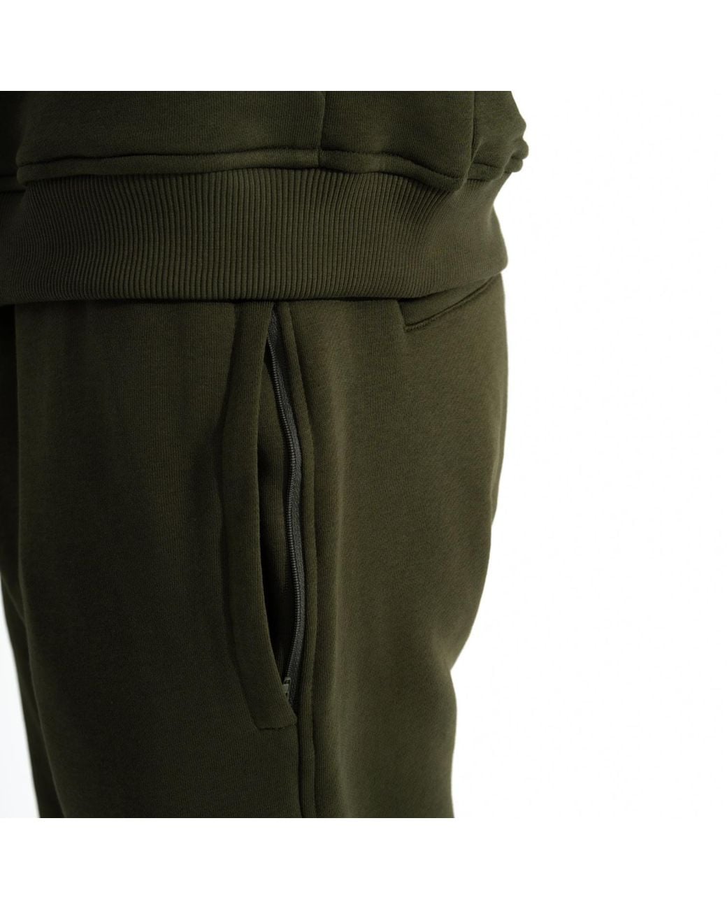 Maison Tangerine Green Khaki Premium Cotton Sweatshirt & Joggers Tracksuit Set For
