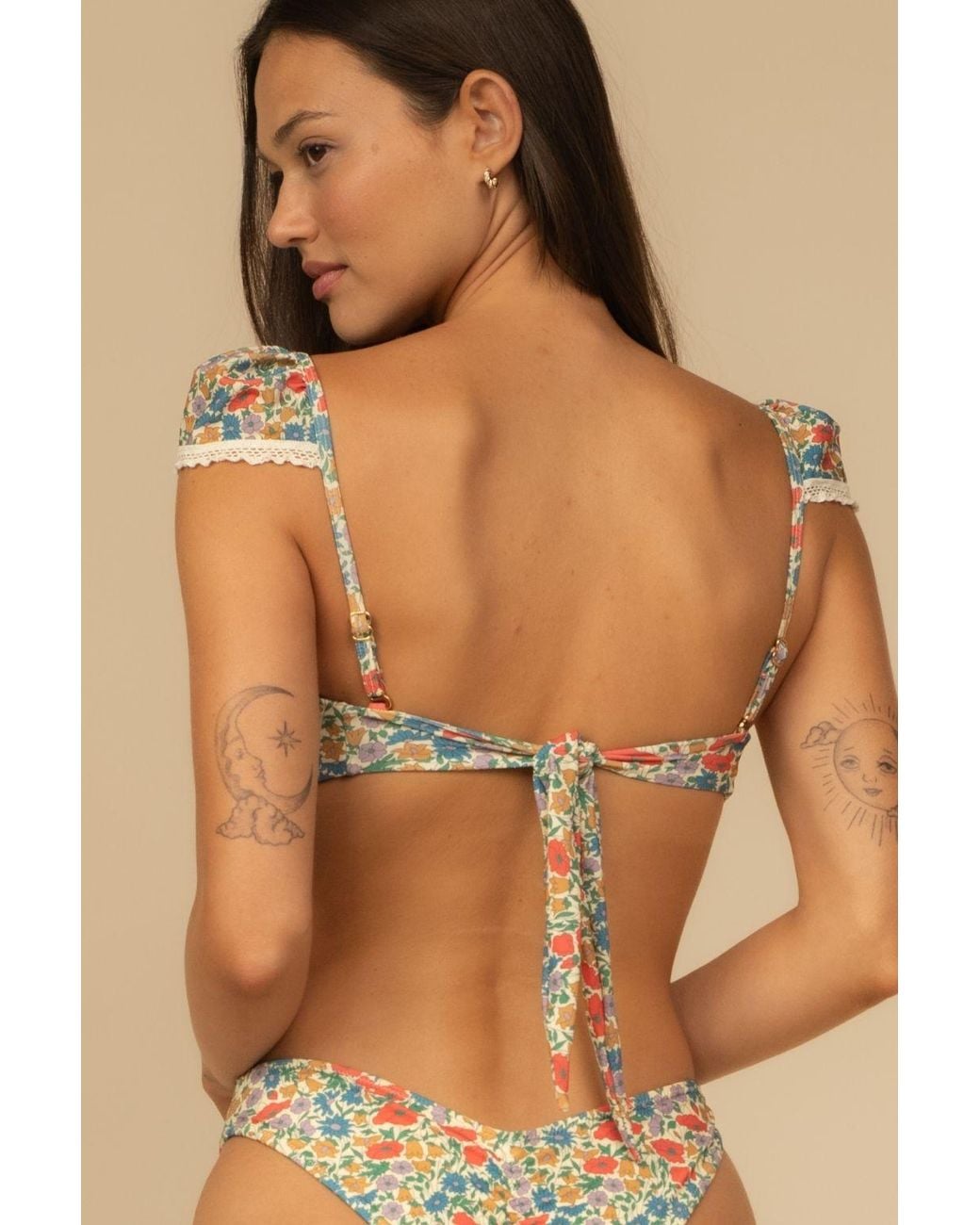 Montce Blue Florencia Floral Cabana Bikini Top W Trim