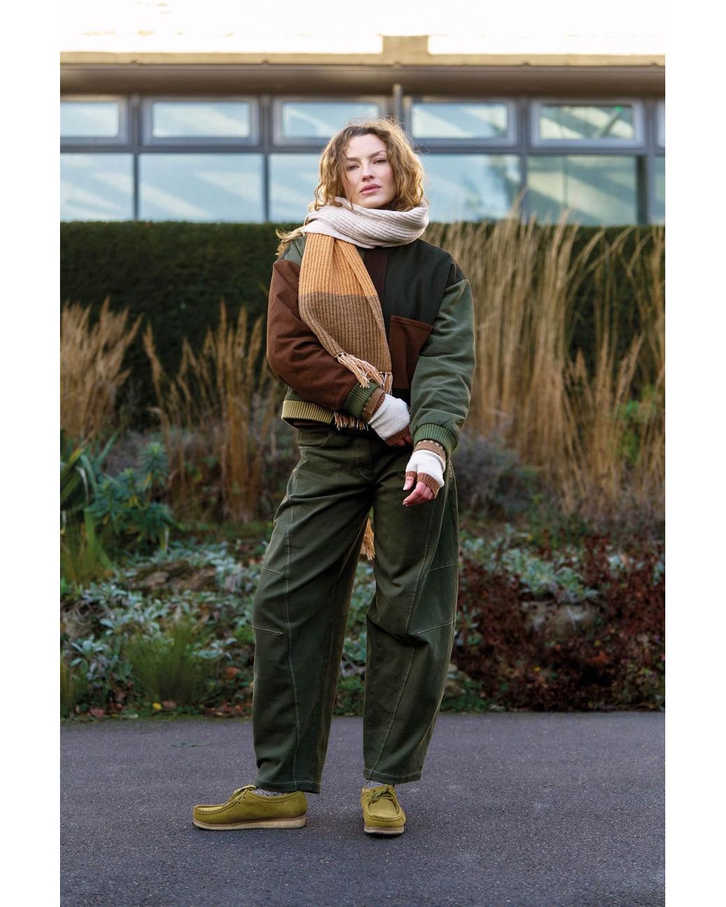 Komodo Green Amelia Organic Cotton Barel Leg Trouser