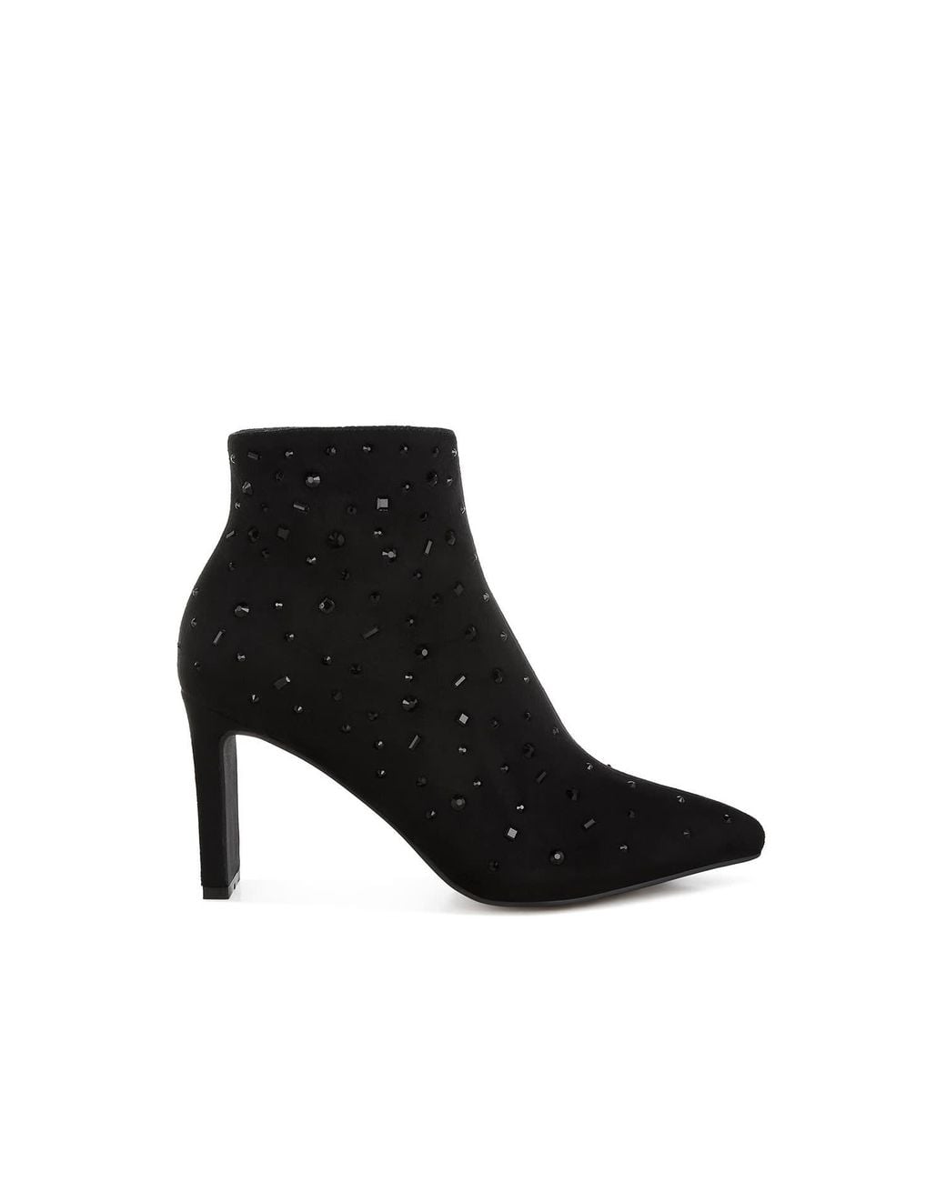 Rag & Co Black Sakura Diamante Embellished Microfiber Boots