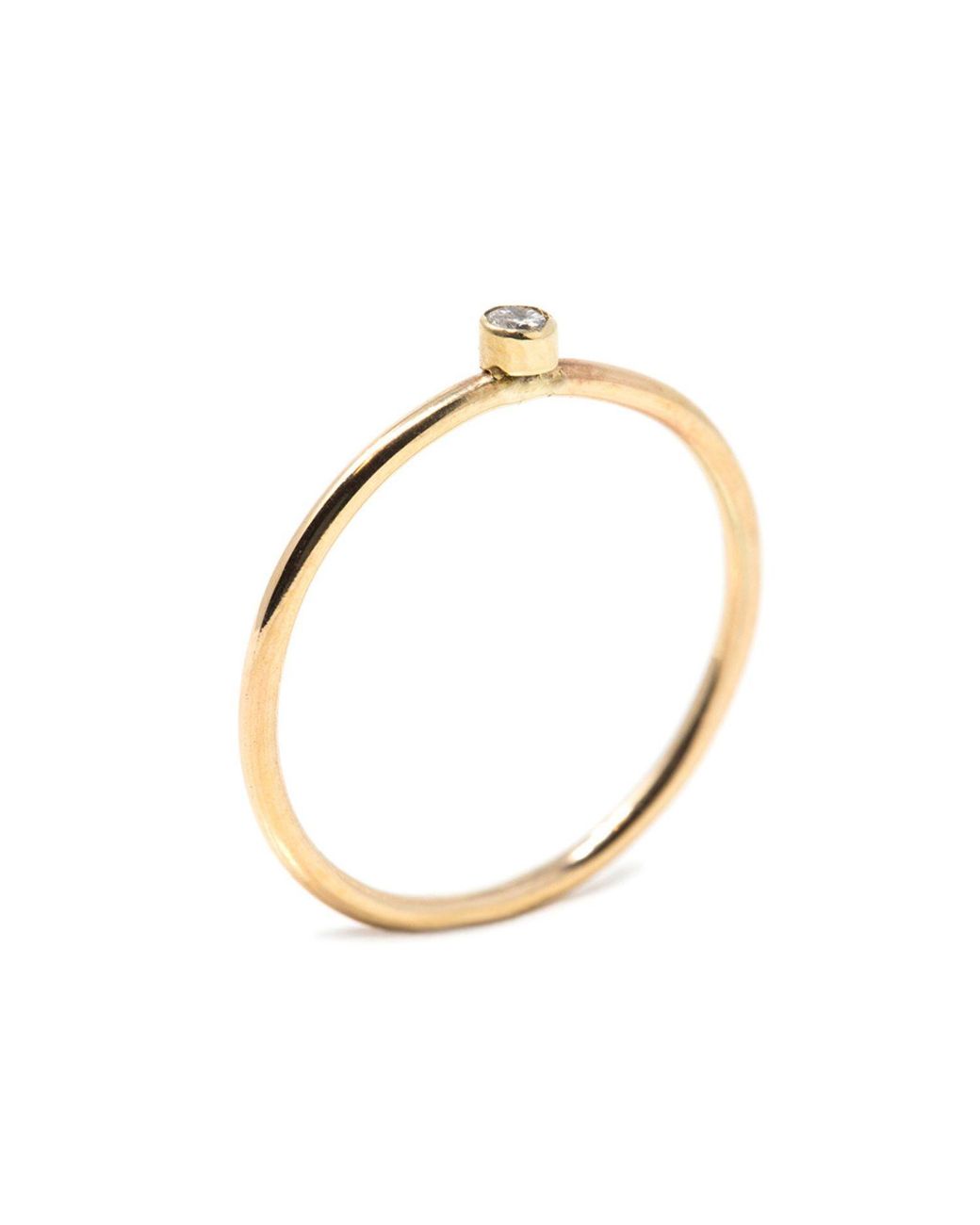 NASI SILVER Metallic Slim Single Stone Ring- Diamond