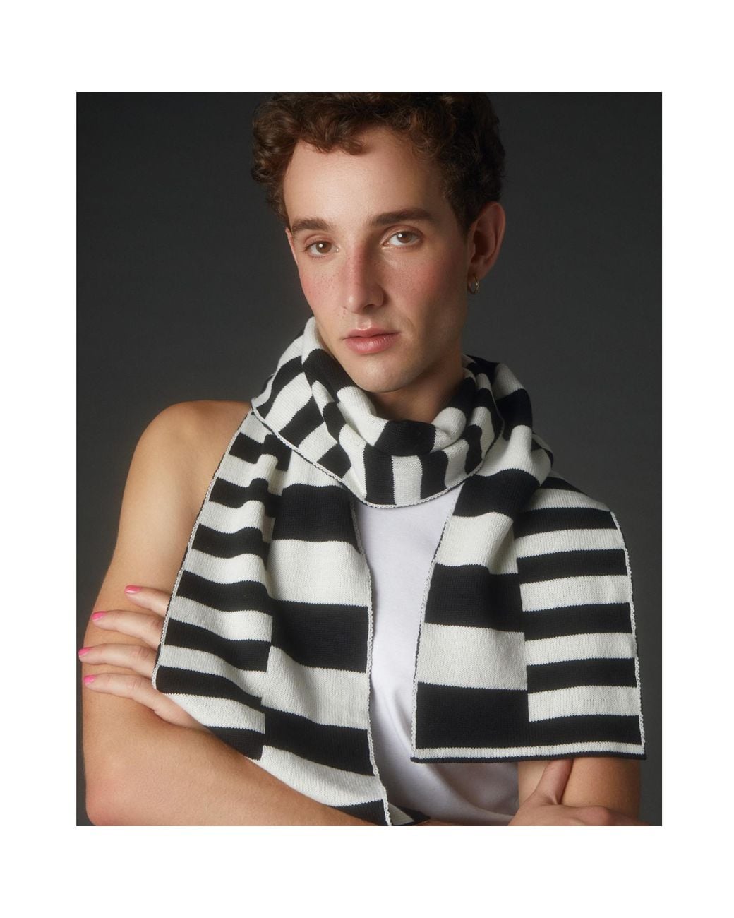 INGMARSON Black Multi-Striped Wool & Cashmere Scarf