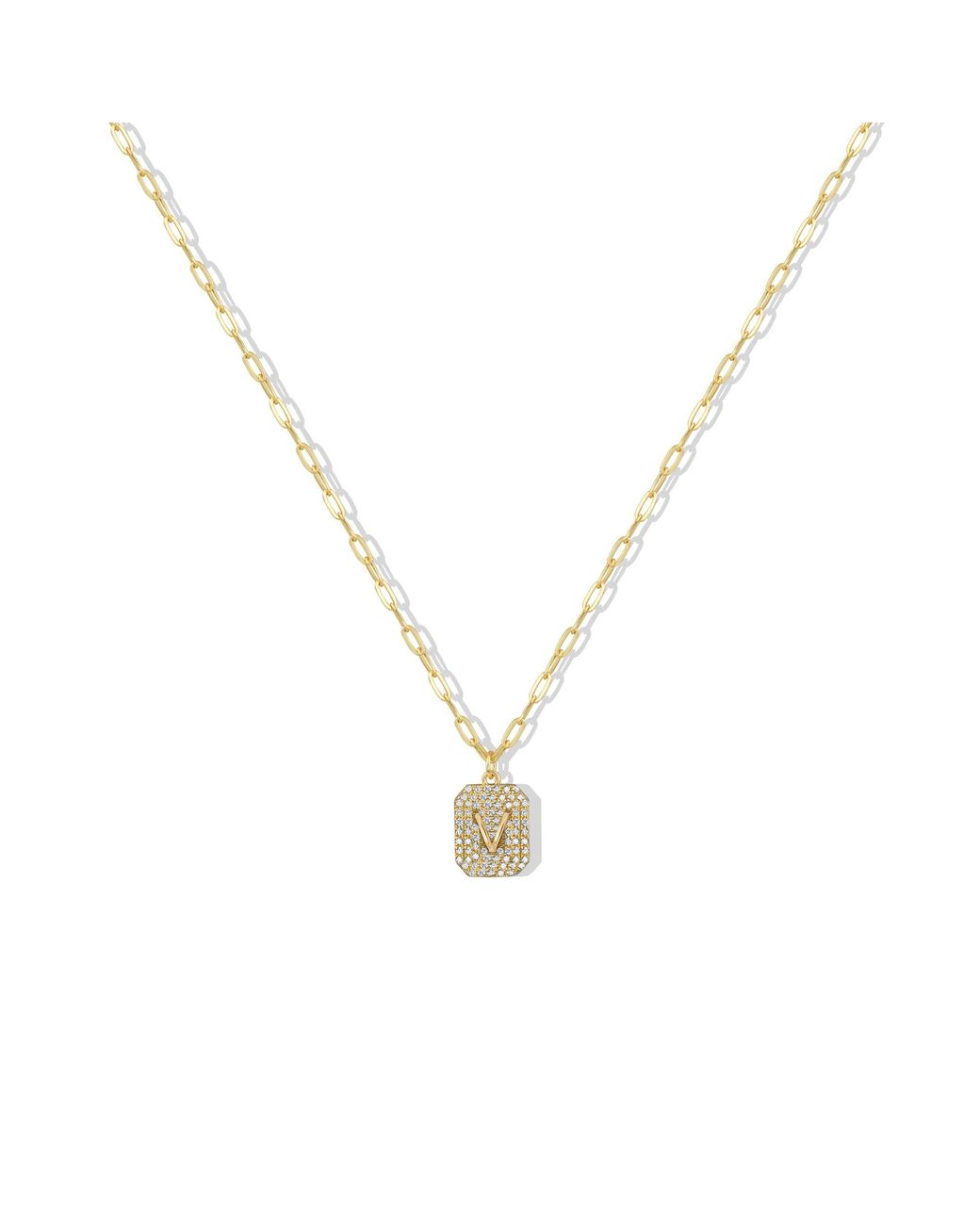 Argento Vivo Metallic The Pave Initial Dog Tag