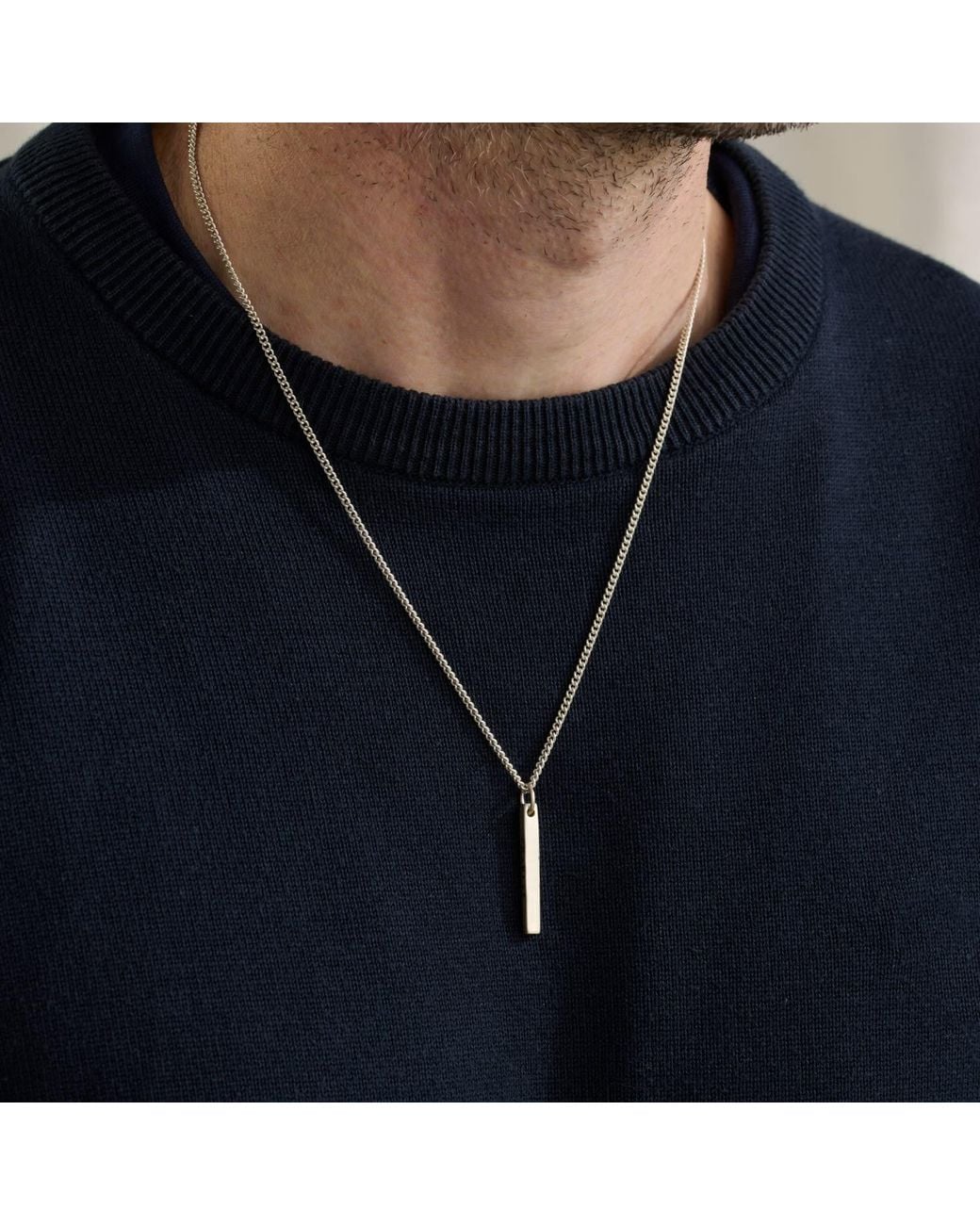 Posh Totty Designs Metallic Sterling Bar Necklace for men