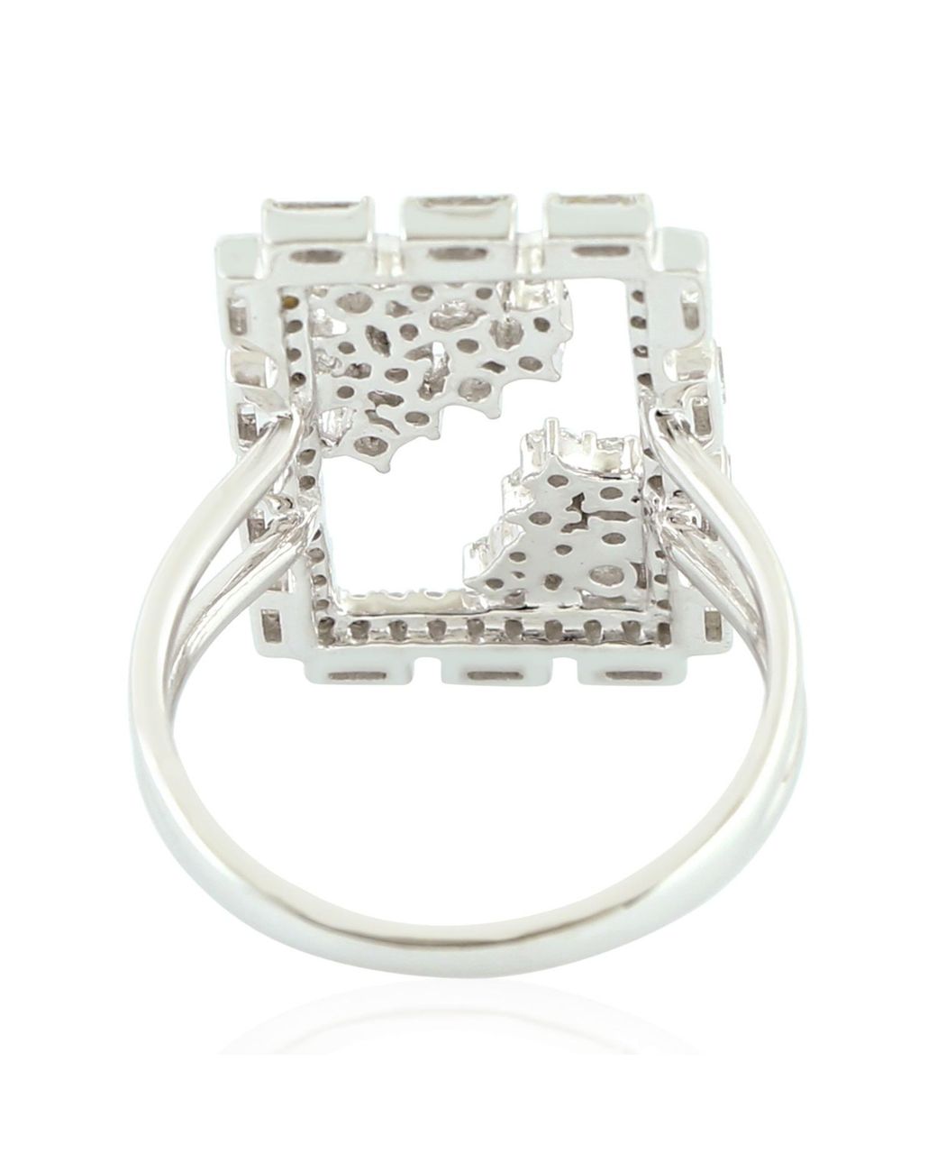 Artisan White Diamond Geometric Double Frame Ring