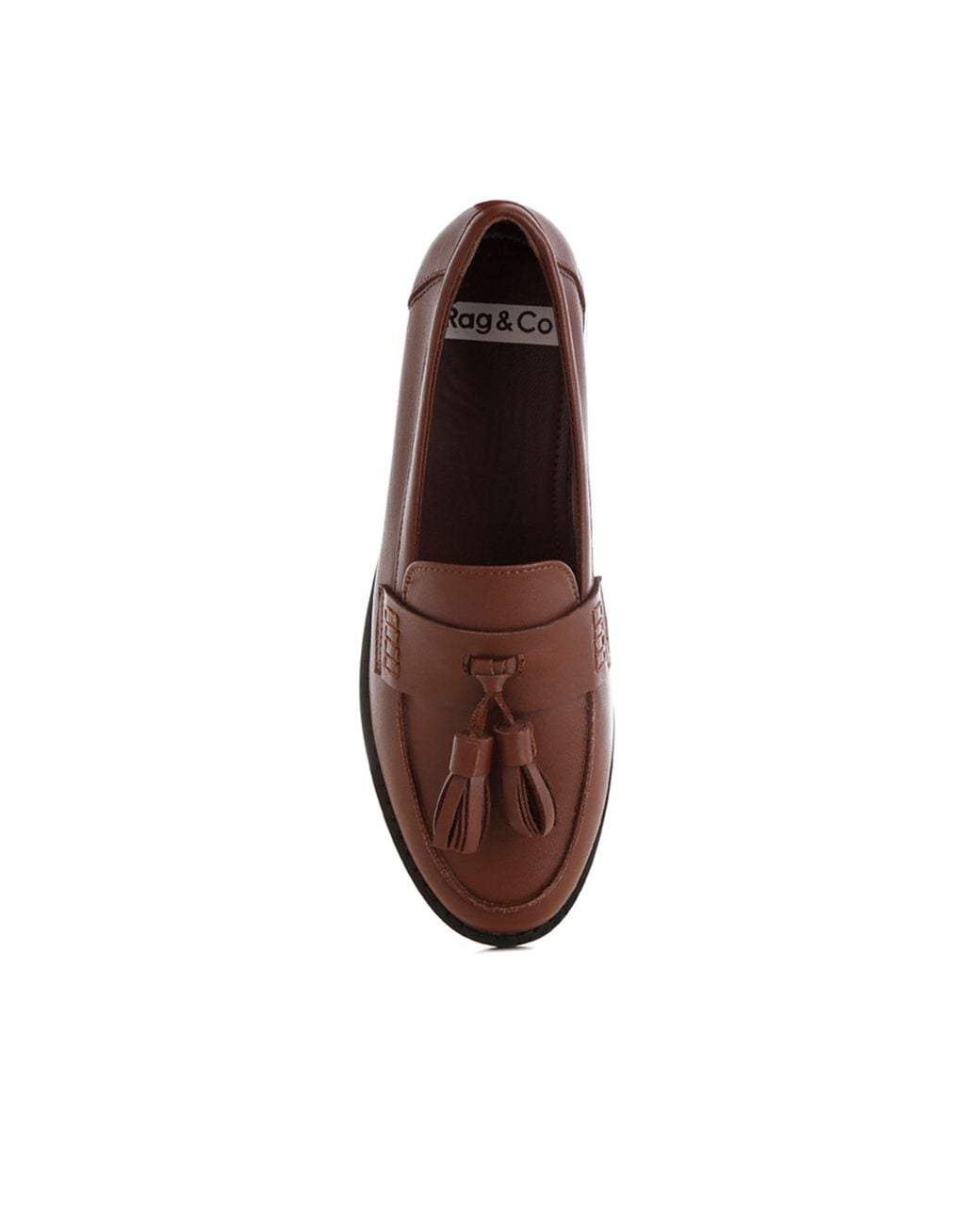 Rag & Co Brown Yelena Real Leather Tassel Loafers