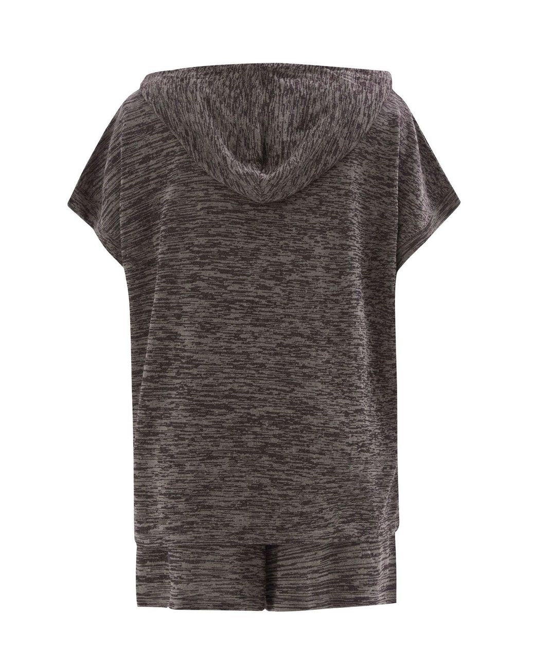 Peraluna Gray Kaira Knitted Hooded Blouse & Shorts Matching Set