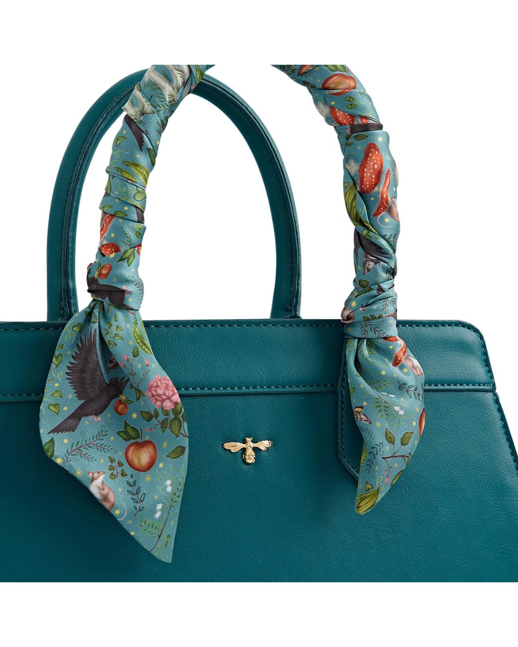 Fable England Blue Printed Vegan Leather Tote Bag
