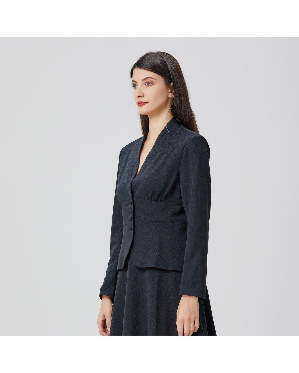 Smart and Joy Gray Fitted And Flared Jacket