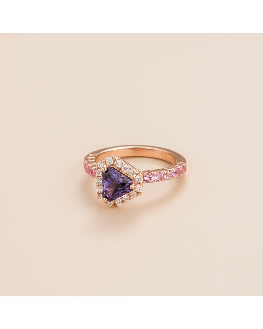Juvetti Pink Diana Rose Ring Sapphire, Diamond, Sapphire
